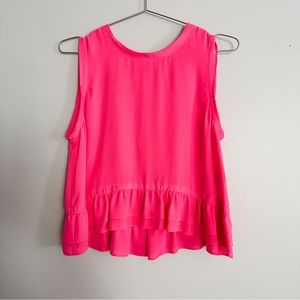 Rebecca Minkoff Bright Pink Peplum Hem Sleeveless Top